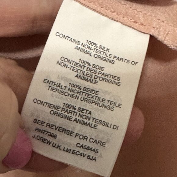 J Crew Silk Popover Top 2 Pale Pink Long Sleeve V Neck Ladder Stitch Career Work - Picture 6 of 9